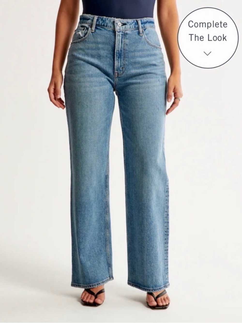 Abercrombie The 90s Straight Ultra High Rise Blue Wash Jeans - Curve Love 27R